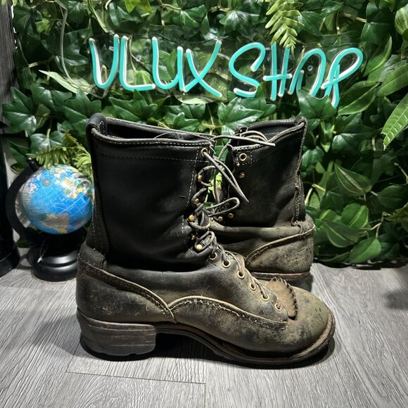 Vintage Wesco Logger Boots Men’s Size 10.5 E Black - Picture 7 of 11